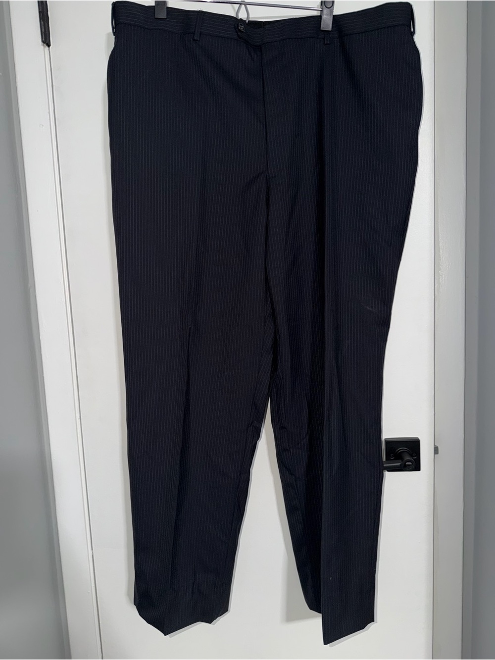 Men's Black Pinstripe Dress Pants - Picture 2 of 3